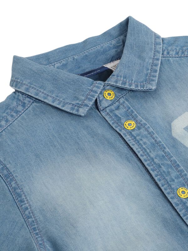 Boys Medium Light Blue Short Sleeve Woven Shirt image number 1
